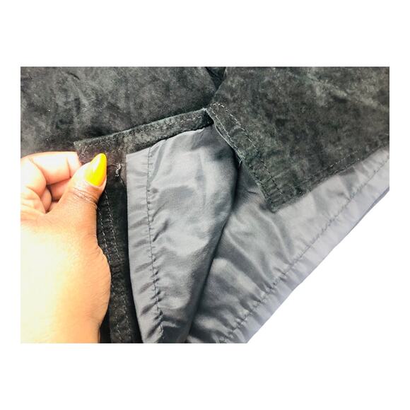 3580 Women Black Suede Leather Pencil Skirt Mini High Ris 7/8 Vintage 90’s - Picture 5 of 10